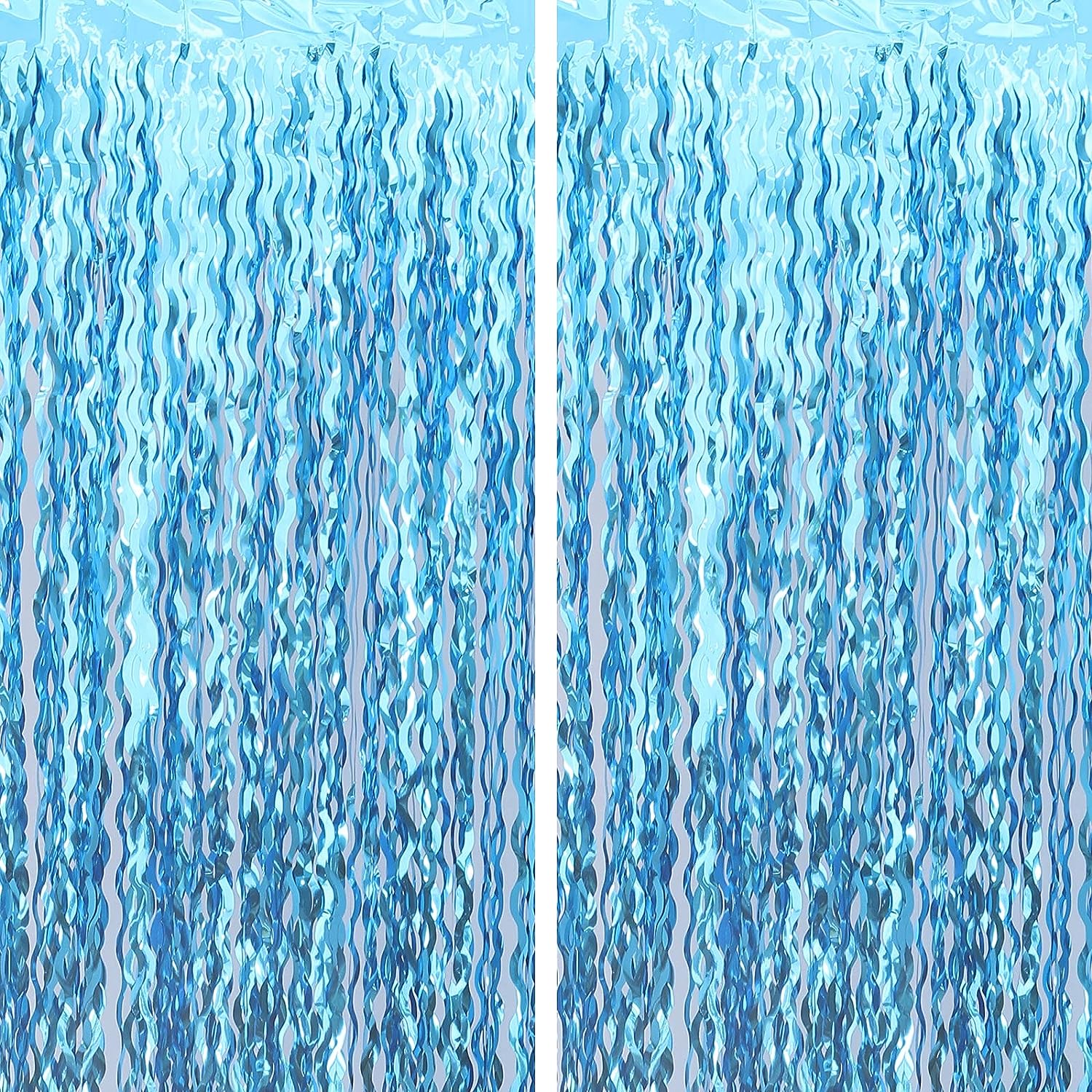 

1pc, Wavy Tinsel Foil Streamer Fringe Backdrop Teal Blue Backdrop For Mermaid Birthday, Under The Sea Party, Shark Birthday Decorations (3.2 Ft X 6.6 Ft)