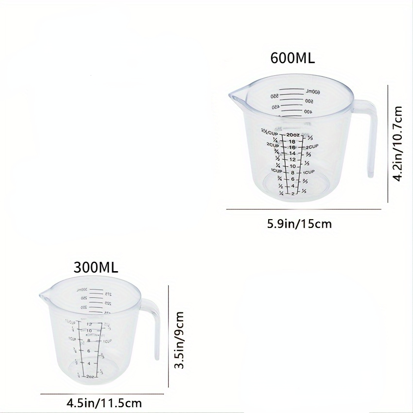 Kitchen Lab Plastic Graduated Scale Liquid Beaker Measuring Cup Tool Clear  600ml