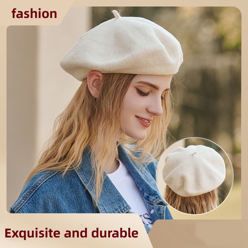 1pc かわいいベレー帽アーティストハット、スタイリッシュな画家ベレー帽、冬暖かい帽子ベレー帽女性用