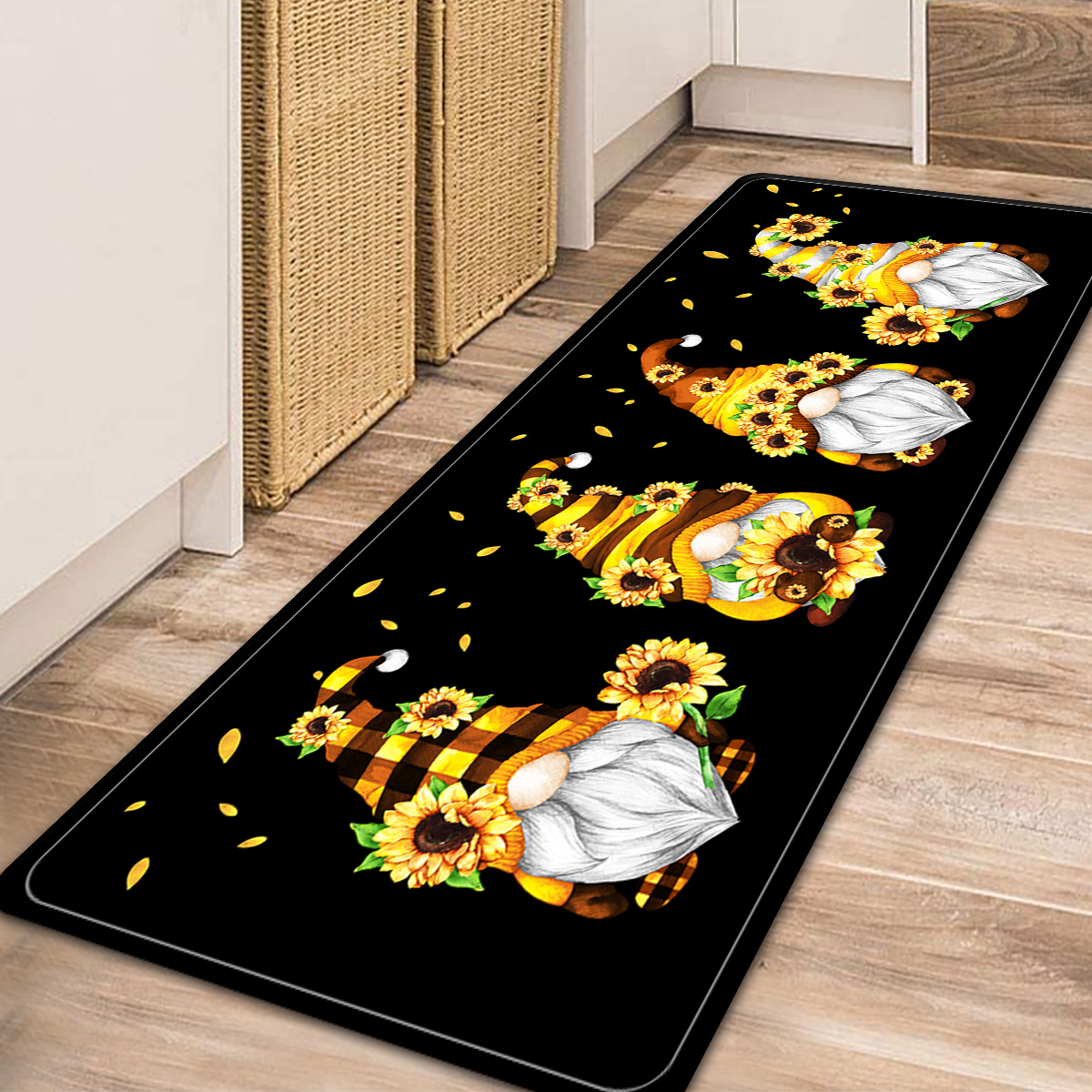 1pc Tapete Piso Estampado Gnomos Girasol Cocina Alfombra - Temu