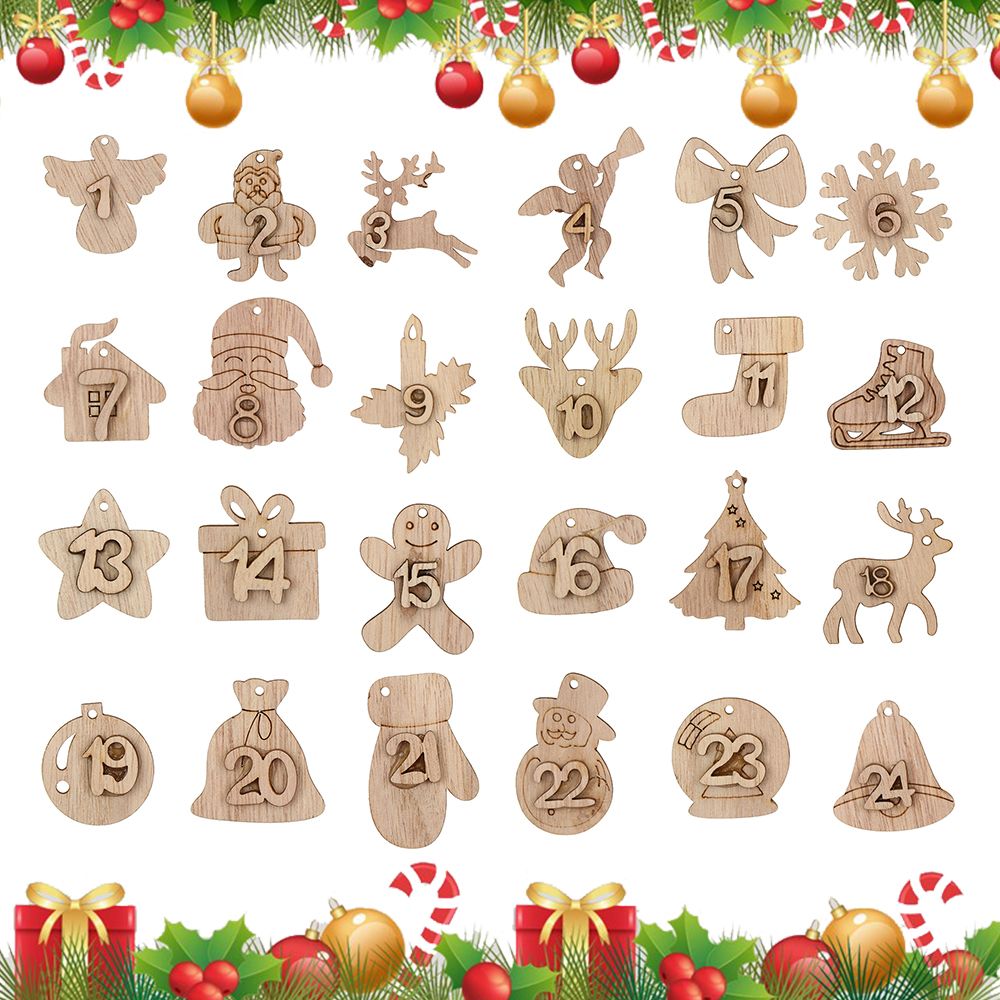 24 Countdown Christmas Advent Calendar Label Xmas Advent - Temu