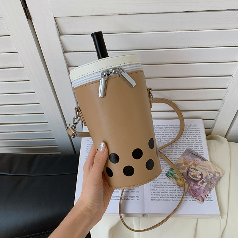 Smiling Face Milk Tea Portable Multi function Pen Bag Cute - Temu