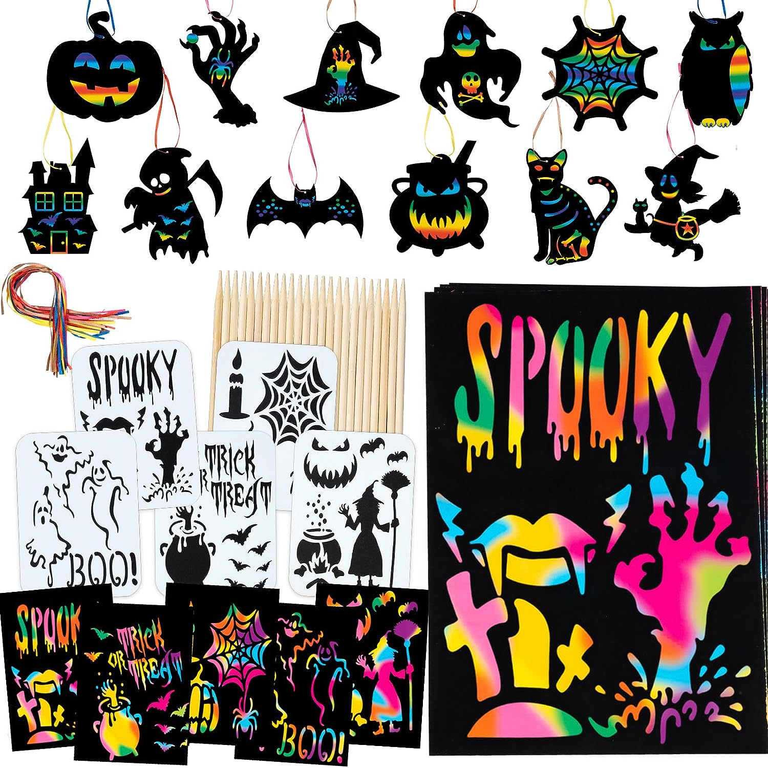 Halloween Scratch Art For Kids Rainbow Scratch Paper - Temu