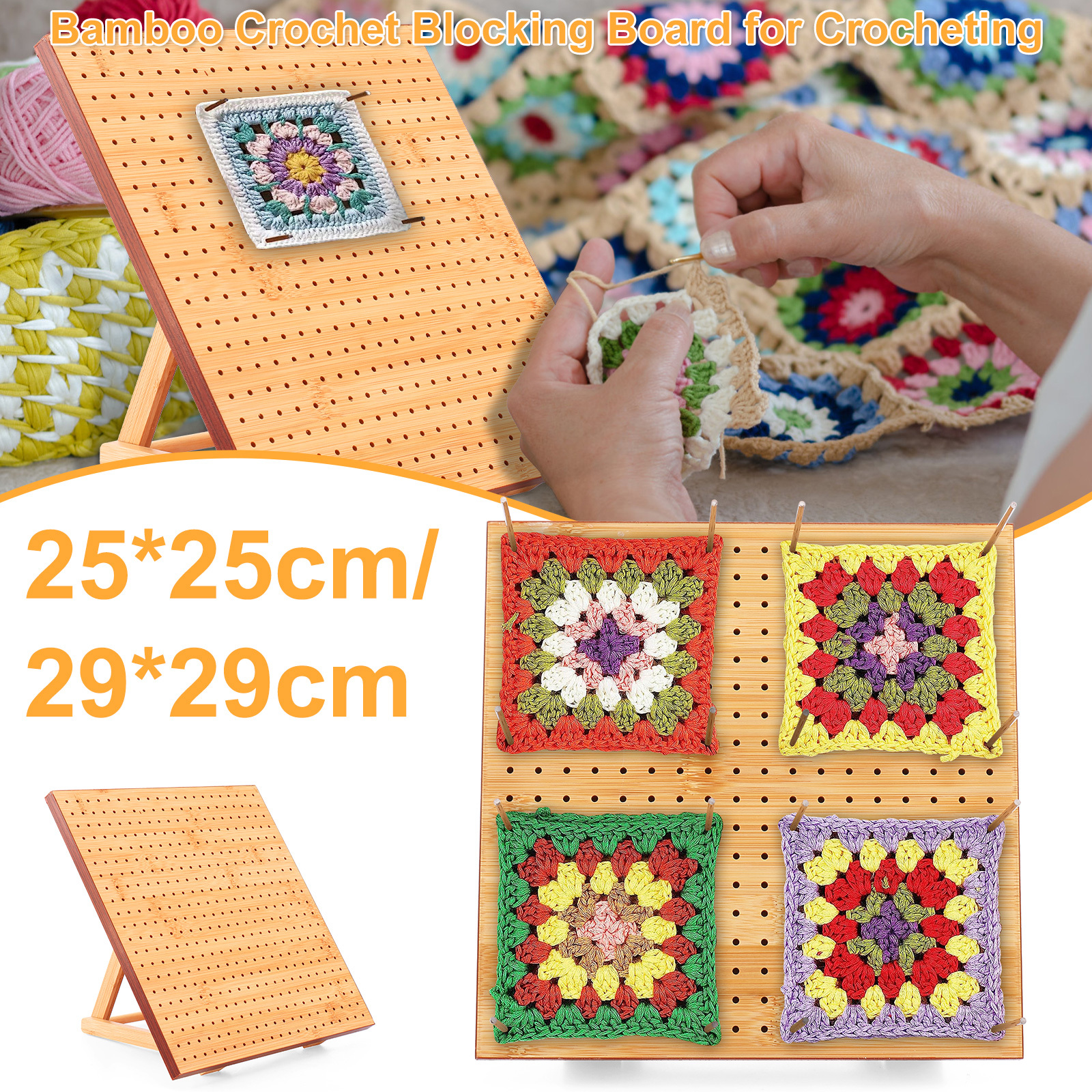 Crochet Blocking Board With 20 Steel Rod Bamboo Wooden - Temu