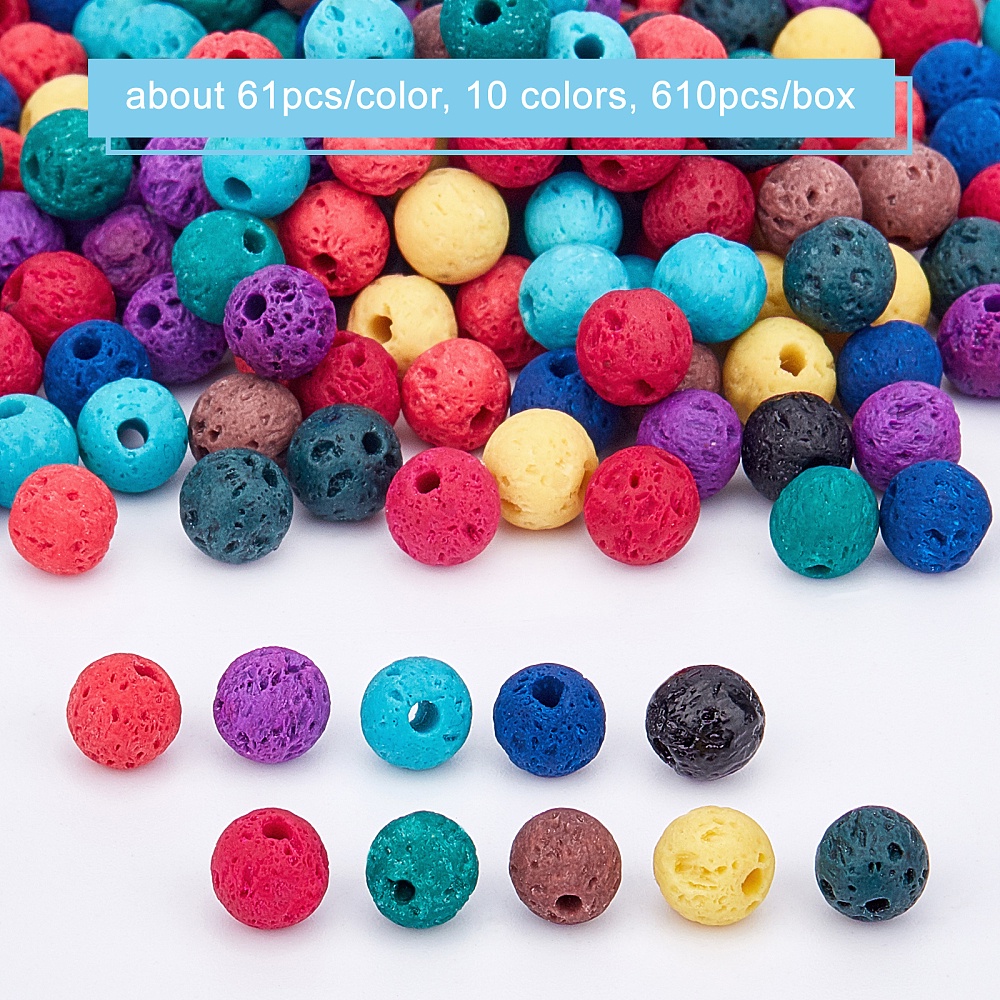 About Synthetic Lava Beads Dyed Round Loose Spacer Beads - Temu