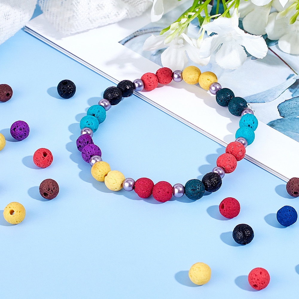 About Synthetic Lava Beads Dyed Round Loose Spacer Beads - Temu
