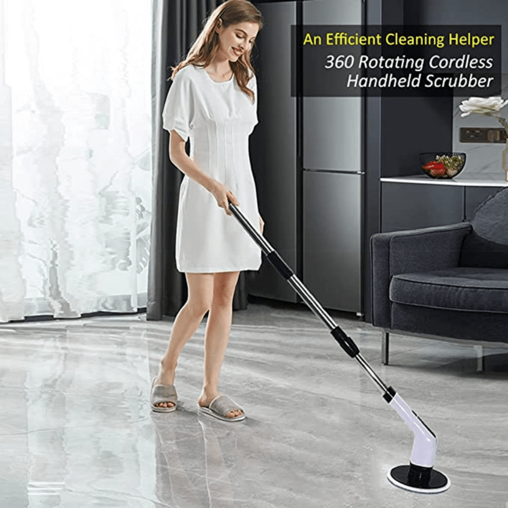 Electric Spin Scrubber with Led Screen and Long-Handle Sonic Cleaning Brush  Cordless Bathroom Scrubber Toilet Brush Portable Drill Scrubber Brush Kit