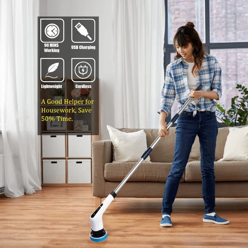 Electric Spin Scrubber, Cordless Cleaning Brush with Adjustable Extension  Arm an