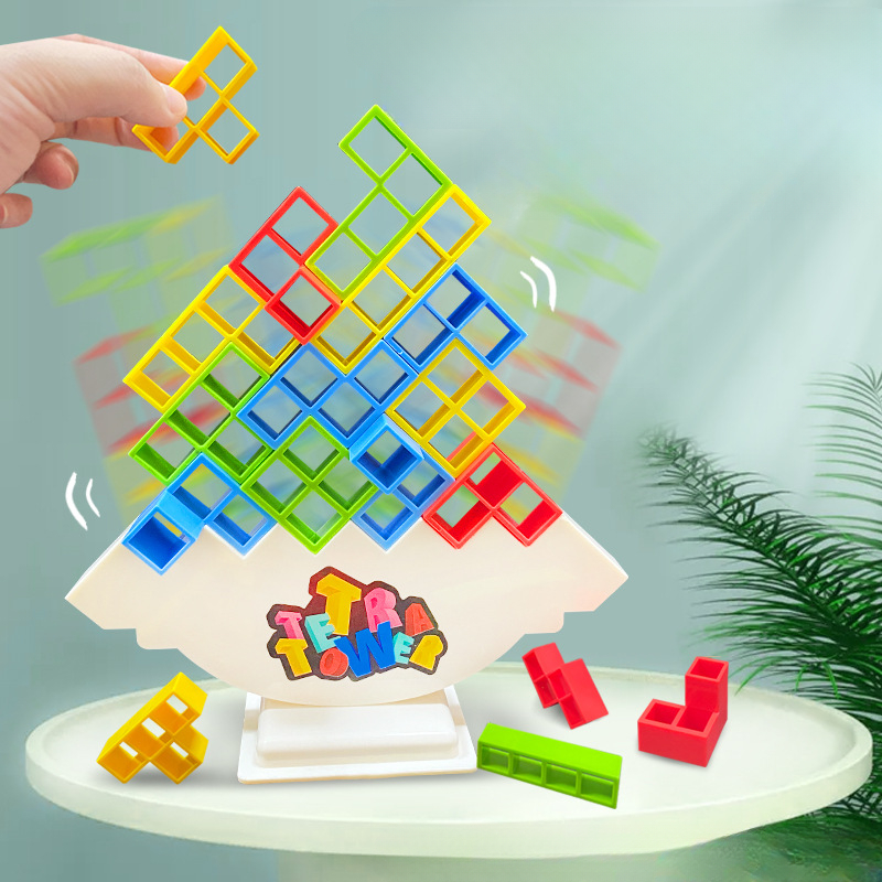 48Pcs Tetra Tower Balance Game Tetris Block Stacking Toys Fun