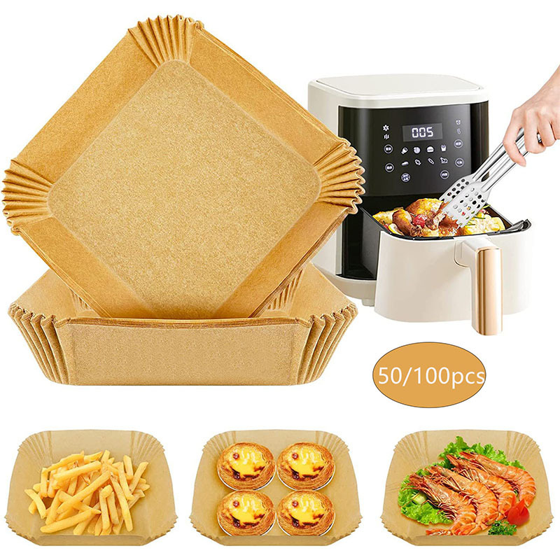 Square Paper Kitchen Fryer Air Fryer  Air Fryer Disposable Paper Liners -  50/100pcs - Aliexpress