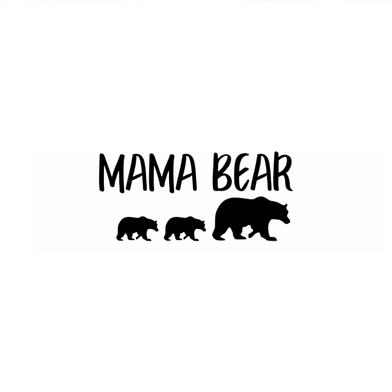 Mama Bear With 3 Cubs White Vinyl Decal Sticker