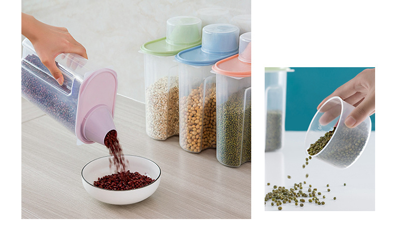 4pcs pp food storage box plastic clear container set with pour lids for cereal rice pasta tea nuts and coffee beans plastic food preservation   home kitchen supplies details 9