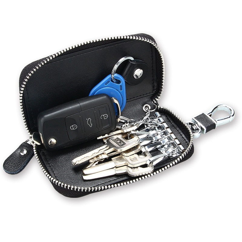 Housse de clé de voiture en cuir véritable porte-clés à distance