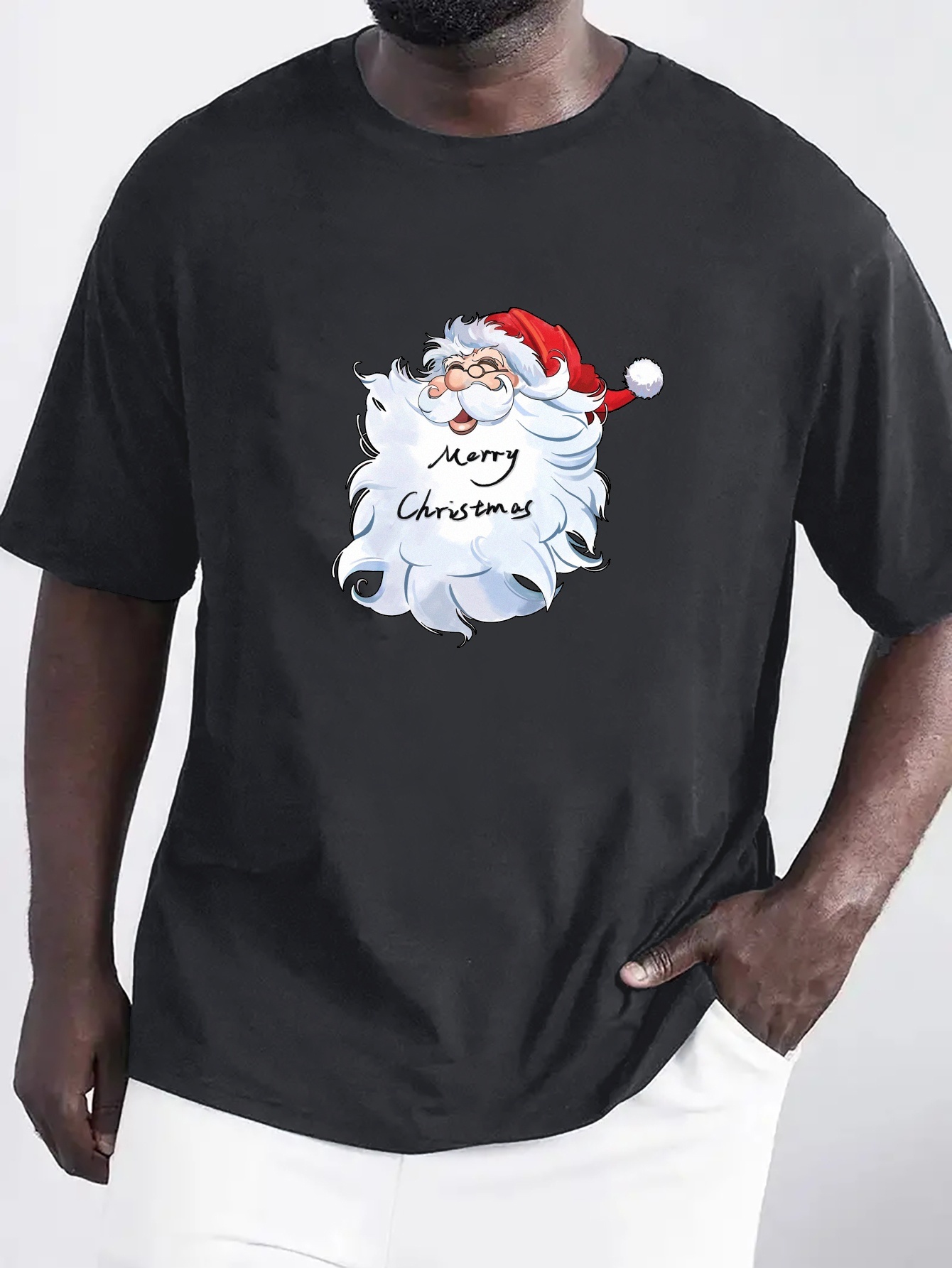 t shirt à motif père noël hommes haut à col ras cou thème - Temu France, image size:800x1066