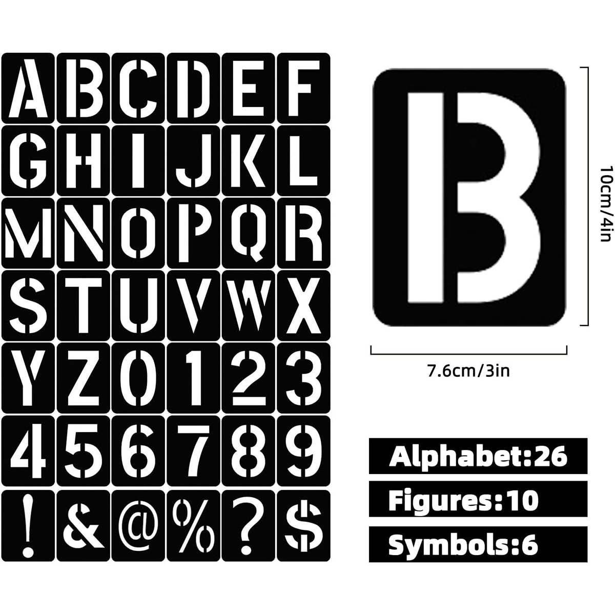 Alphabet Letter Stencils 4 inch, 42 Pcs Reusable Plastic Letter and Number  Templates Letter Decoration Art Craft Stencils for Painting on Wood, Wall