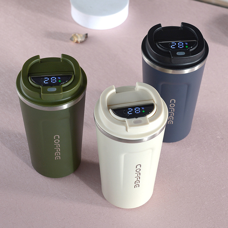 1pc 304 Stainless Steel Coffee Mug with Temperature Display - Vacuum  Insulated for Hot and Cold Beverages - Portable and Durable Travel Mug -  13oz/17oz Sizes Available