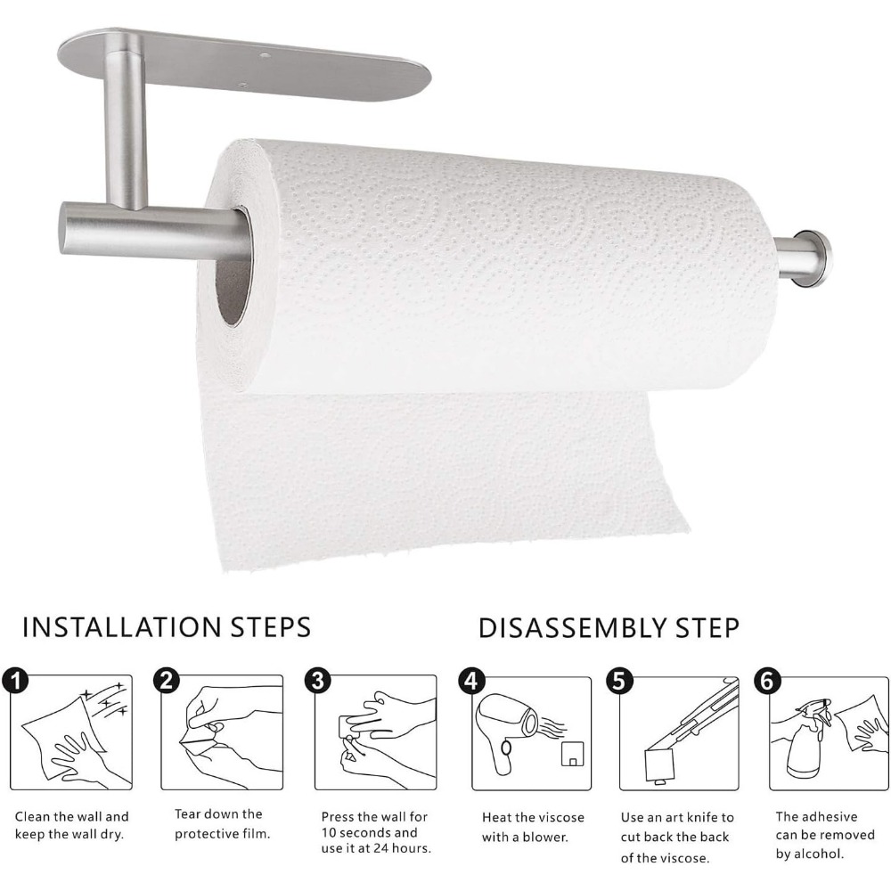 Kitchen Stand Wall-mounted Hanging Toilet Roll Paper Holder With Backing  Adhesive, Bathroom Punching-free Towel Rack Stand, For Kitchen And Bathroom,  Home Storage Supplies - Temu