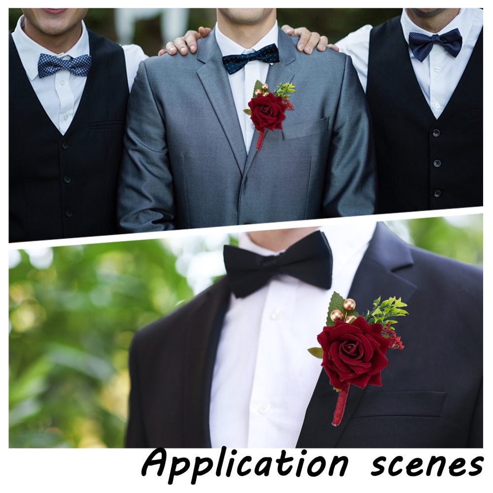 Burgundy Boutonniere For Men Wedding With Pins Groom And - Temu