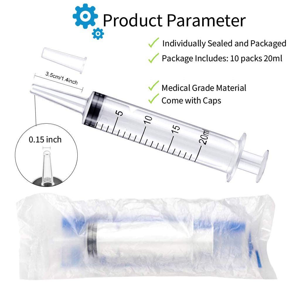 20ml Plastic Syringe 510 Pack for Liquid Measuring