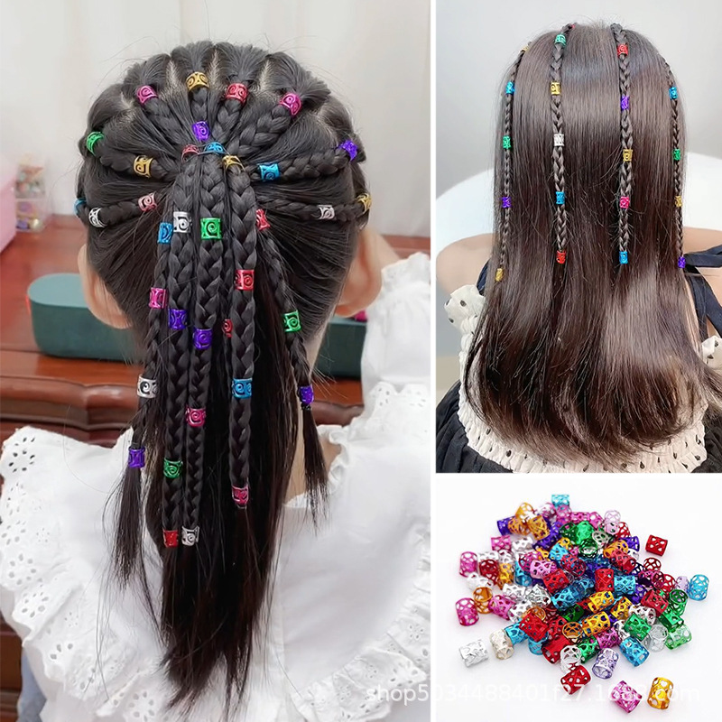 1pc Women's Multicolor Elastic Hair Tie With Simple Metallic Cube