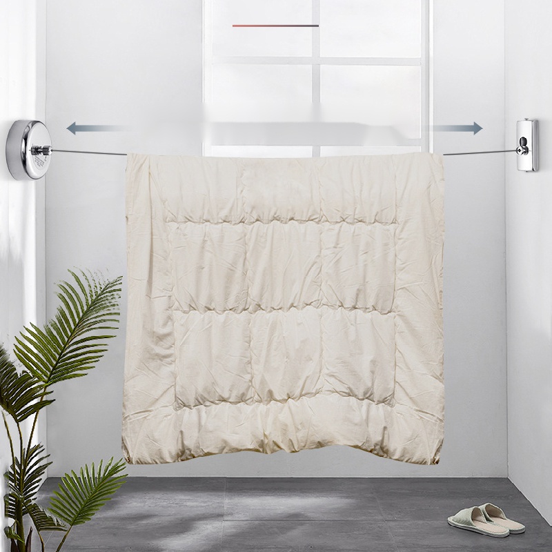 Tissting Tendedero retráctil de 12.3 pies, portátil, para interiores y  exteriores, cuerda de secado de ropa de plástico para colgar en la pared