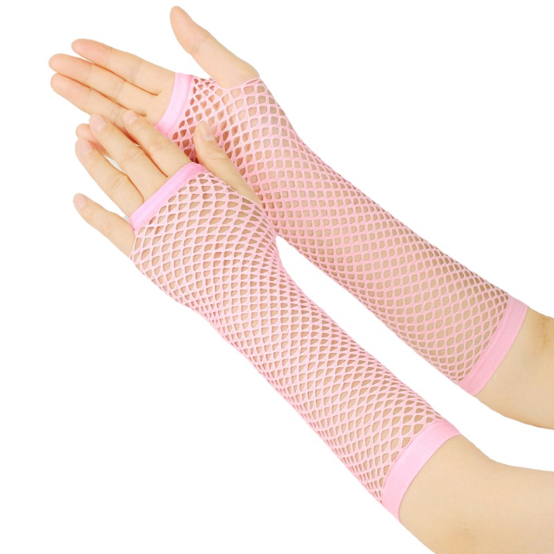 Solid Color Fishnet Stretch Gloves Sexy Long Decoration Arm - Temu