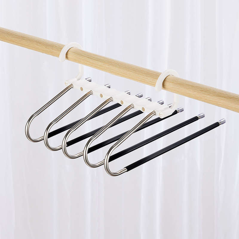 1pc Space Saving Pants Hangers Non-Slip Clothes Organizer 5/9 Layered Pants  Rack For Scarf Jeans Trousers