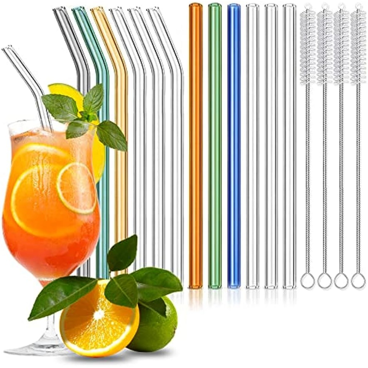 Glass Straw, Transparent Straw For Party, Heat Resistant Straw With  Cleaning Brush, Reusable Straw For Milk Water Cocktail Drinking, Straw For  Decoration, Decorative Straw For Festival Party Wedding Cocktail Bar, Beach  Vacation