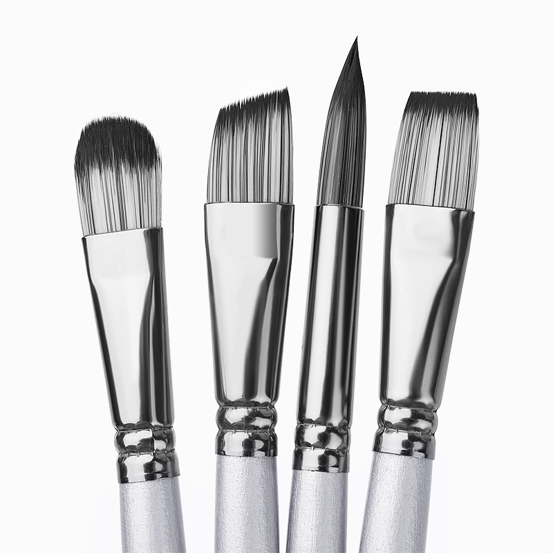 6pcs/set Painting Brush Oil Paint Nylon Hair Water Color Acrylics Brush Art  Set Oil Painting Brushes Wooden Handle Watercolor Paint Brush Pen Set Lear
