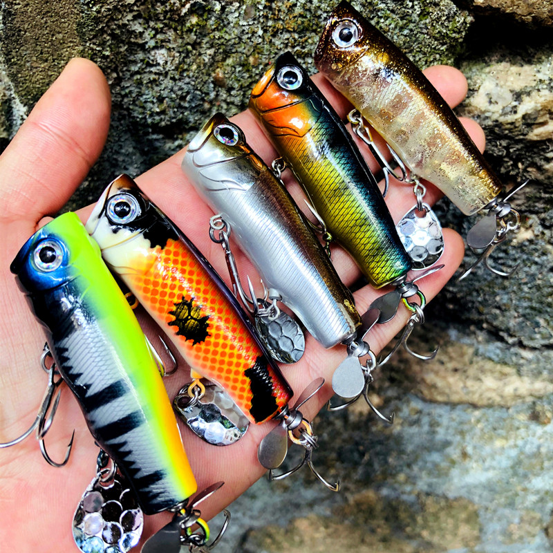 Top Water Fishing Lures Plastic Popper Fishing Baits With - Temu