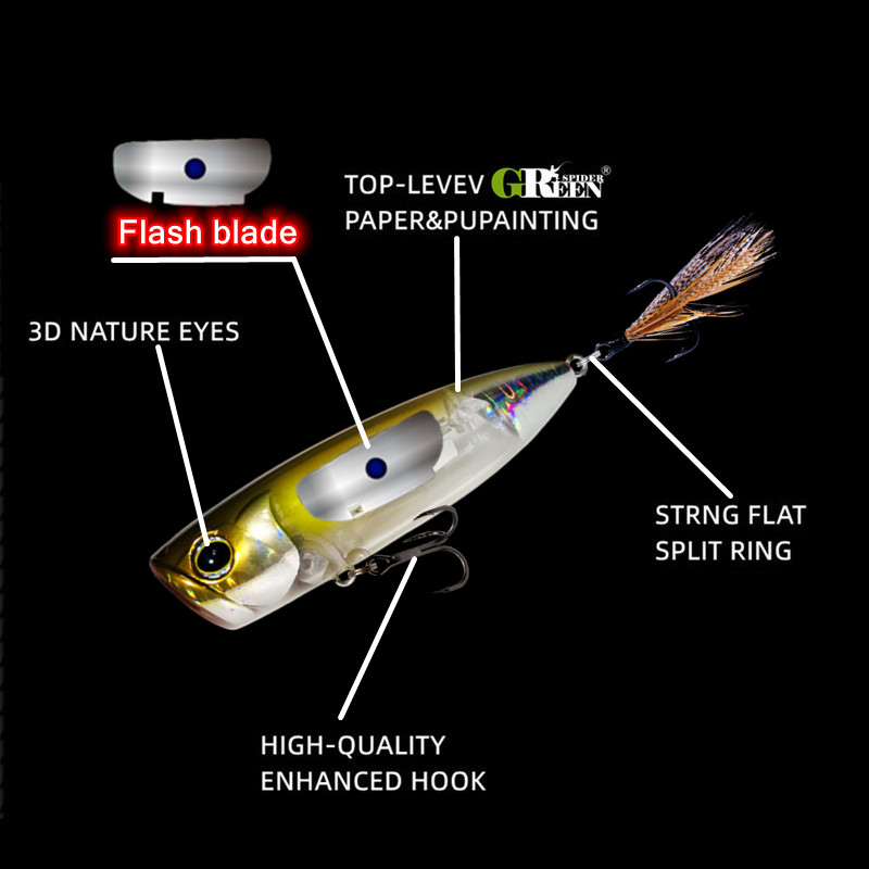 Flash Topwater Popper Lure Floating Popper Bait Fishing Bass - Temu  Australia