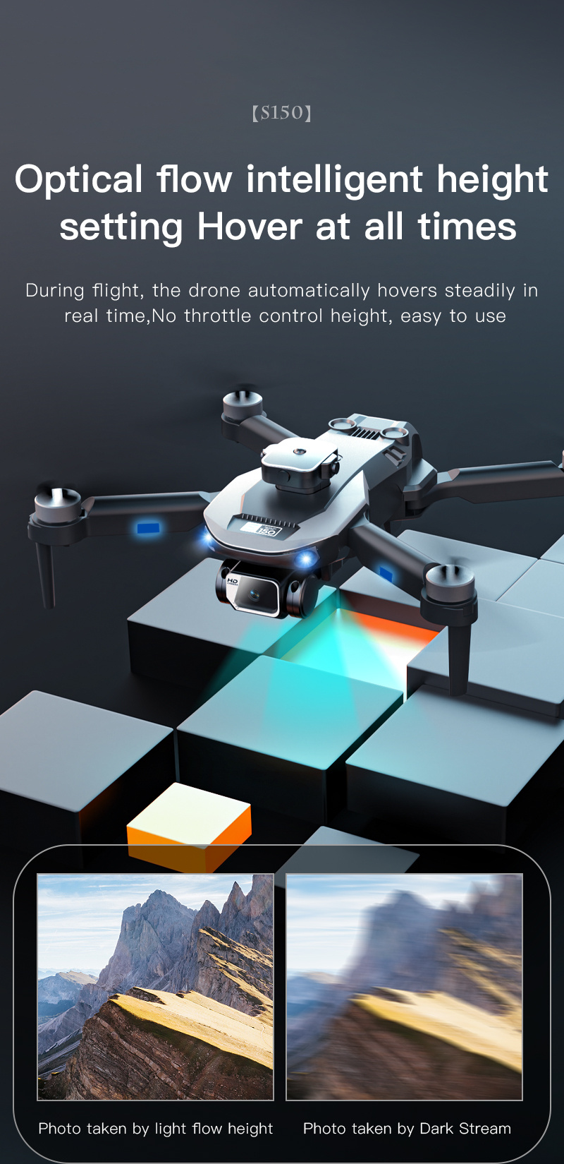 drone s150 hd esc dual camera drone hd optical flow positioning dron brushless motor four sided obstacle avoidance quadcopter toy uav details 5