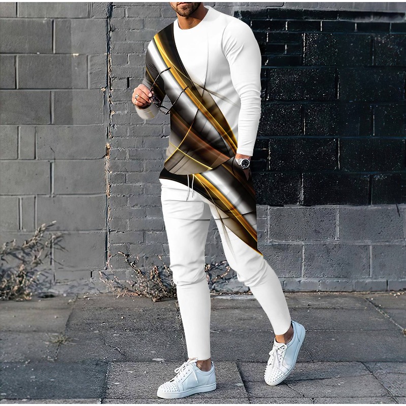 

Men's Fashion Graphic Novelty Pajamas Loungewear Set, Sweatshirts And Sweatpants Set, Long Sleeve Sweatshirts Tops Pullovers Jogger Pant 2 Piece Outfits For Men