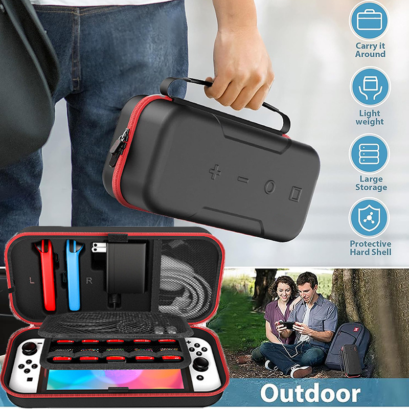  Switch OLED Carrying Case Compatible with Nintendo Switch & Switch  OLED, Portable Switch Travel Carry Case Fit for Joy-Con and Adapter, Hard  Shell Protective Switch Pouch Case with 20 Games, Red 