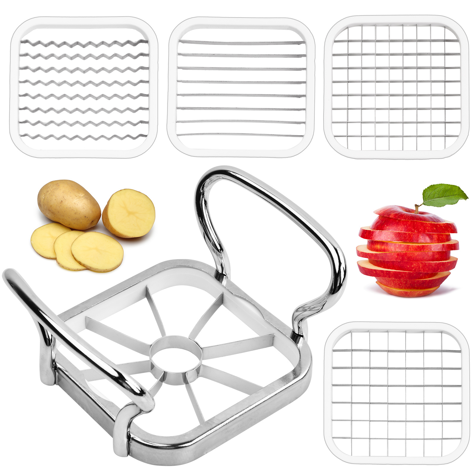 Potato Cutter Stainless Steel Nonslip Handle Manual Kitchen Gadget