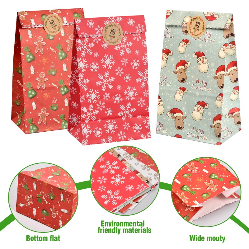 Wide bottom christmas online gift bags