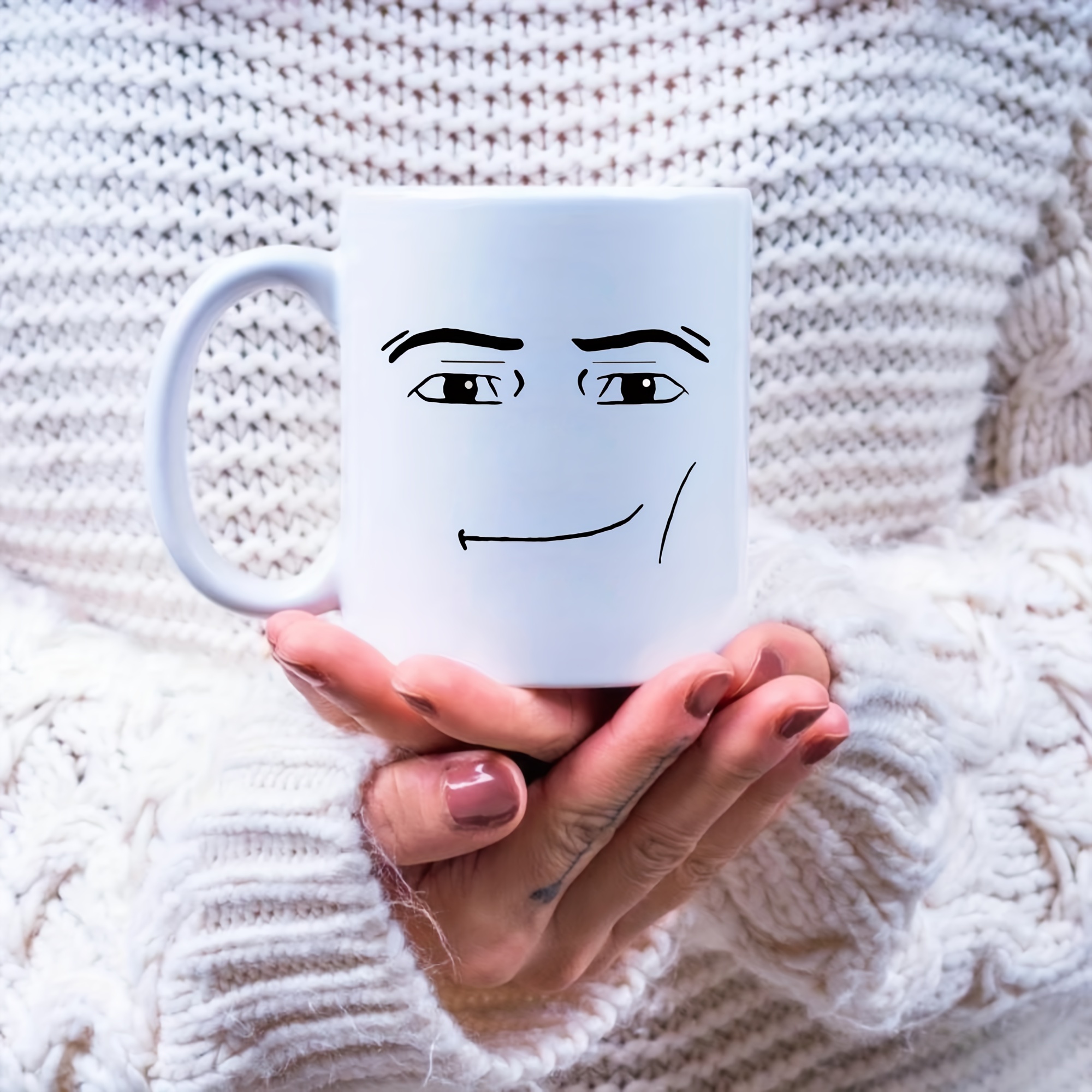 Funny Roblox Man Face Mug, Man Face Mugs Roblox Handsome Fan Gift