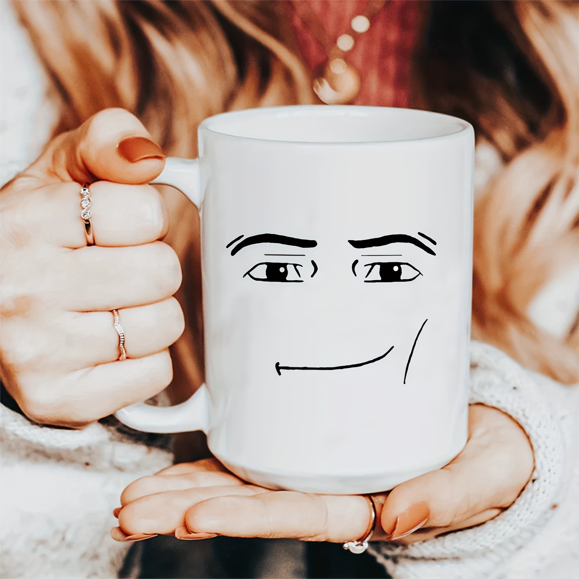 Roblox Man Face and Woman Face Ceramic Mug 11oz double Sided 