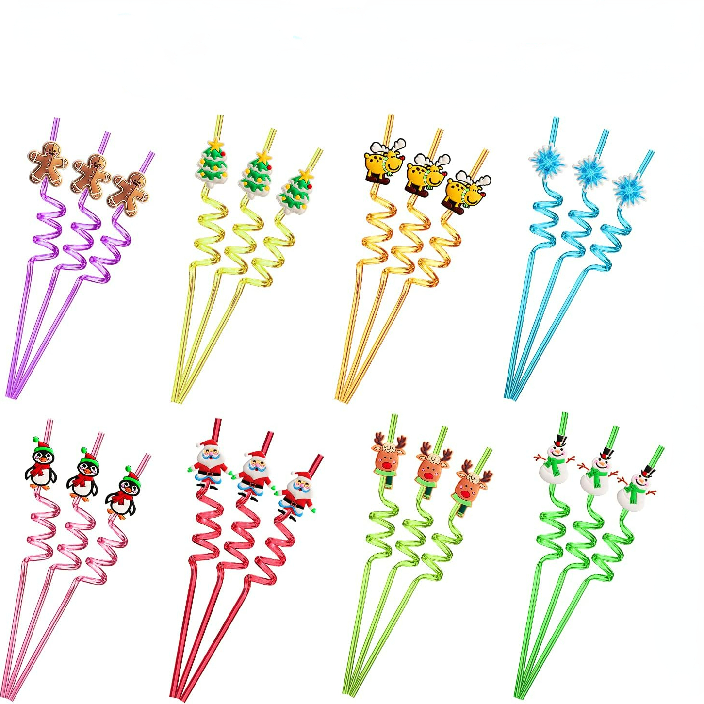 24 PCS Christmas Drinking Straws,Christmas Party Favors Classroom Favors  Xmas Theme Drinking Straws Goodie Gifts for Kids Adults Christmas Party