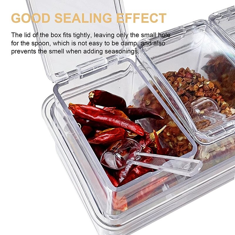 Clear Acrylic Seasoning Storage Container with Spoons