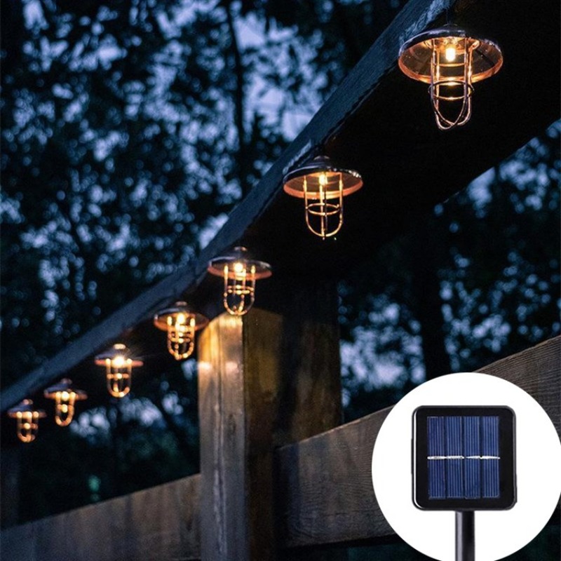 10led Metal Solar String Lights, Outdoor Waterproof, Led Decorative Light,  Street Garland Solar Powered Iron Art Garden Lights Temu
