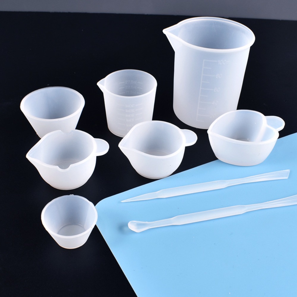 

9pcs/set, Measuring Cup Set, Diy Crystal Epoxy Resin With Scale 100ml Silicone Measuring Cup, Card Slot Measuring Cup, Toning Silicone Dual-purpose Mixing Spoon, Cheap Stuff