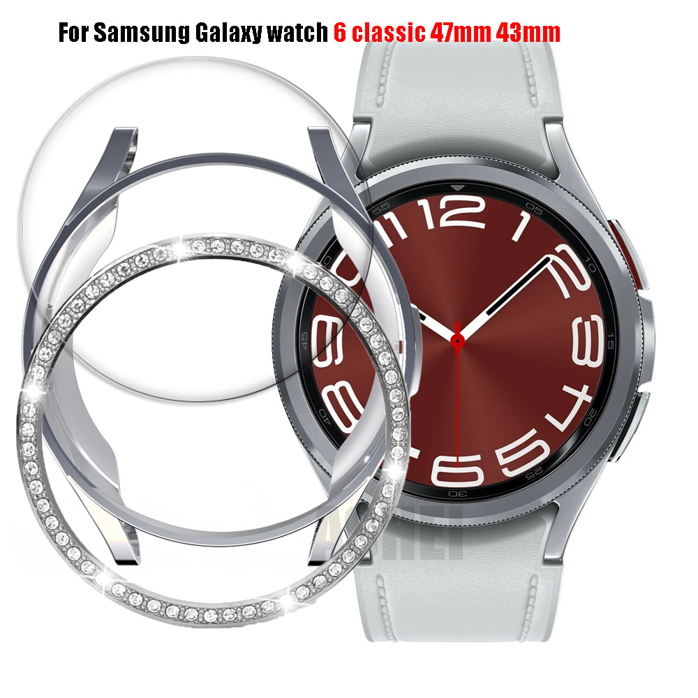 Bezel Ring Designed for Galaxy Watch 6 Classic 43mm 47mm, Stainless Steel  Stylish Frame Loop Adhesive Cover Protector Anti Scratch for Samsung
