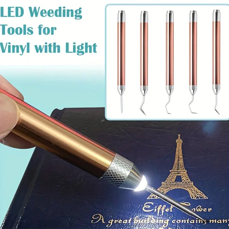 New 5Pcs Vinyl Weeding Tools Set with LED Light Vinyl Lighted
