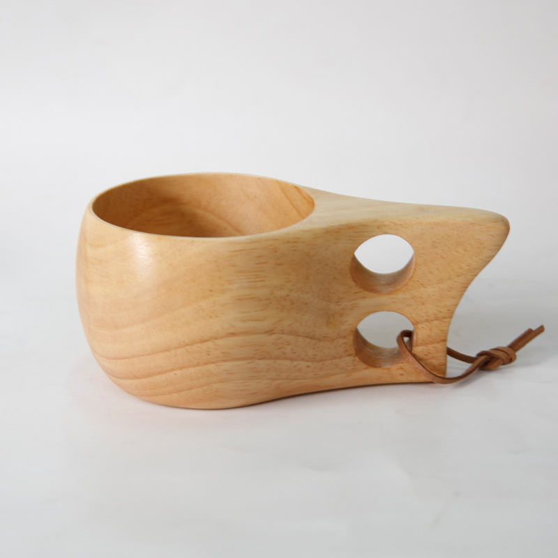 TEMU Coupe en Bois de Lotus Sculptée à KUKSA - Vaisselle Finlandaise avec Poignée - Verres à Vin et Bière pour Voyage, Bar et Cuisine