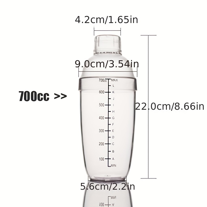 Plastic Cocktail Shaker with Scale and Strainer Top Clear Plastic Drink  Tumbler Mixer with Scale Professional Bar Tools 500ml