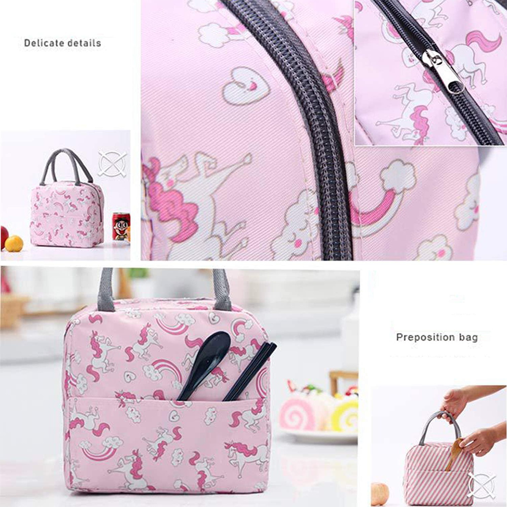 Insulated Lunch Bag Chenille Thermal Handbag Portable Lunch Box Ice Pack Tote