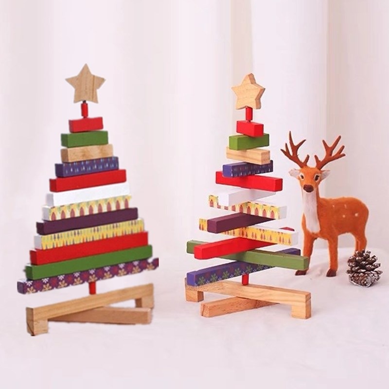 Christmas Tree Wooden Spinning Decorations