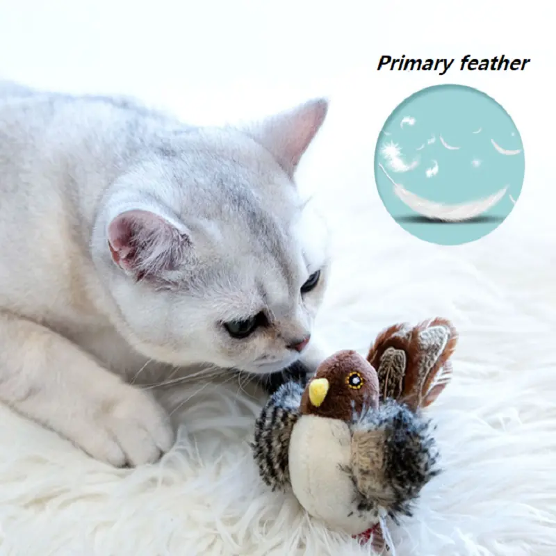 simulation bird cat toy squeaky cat feather toy for indoor cats kitten interactive play toy squeaky cat animal feather toy 3