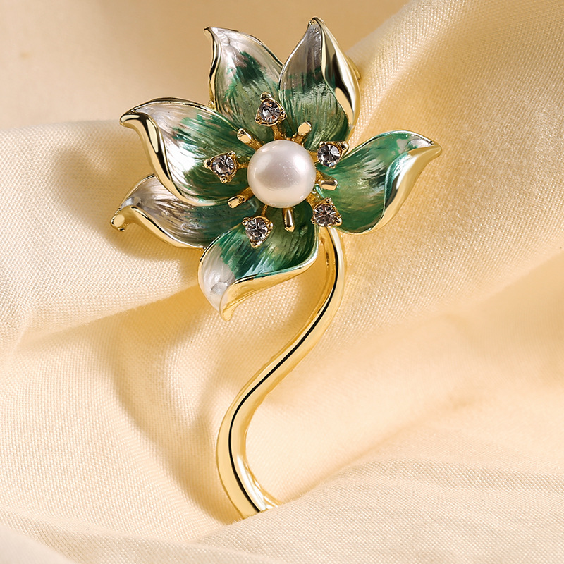 Fashion Men Camellia Faux Pearl Brooches Pins, Fashion Cloth Flower Pins, Wedding Party Exquisite Badges,Temu